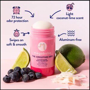 🔥3/$30 NEW Megababe The Smoothie Deo Fruit Enzyme Daily Deodorant Full Size 75g